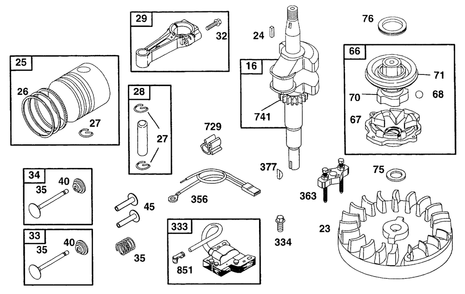 Piston Grp,armature,flywheel Diagram and Parts List for 96982-7051-01  Briggs and Stratton Engine